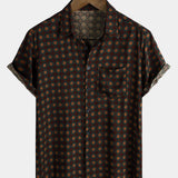 Koszula Bawełniana Letnia Casual Vintage Krótki Rękaw dla Mężczyzn