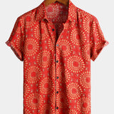 Męska Koszula Hawaiana z Bawełny Boho Vintage z Krótkim Rękawem z Lat 70.