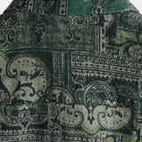 Koszula Męska z Bawełny w Retro Kwiatowy Wzór Paisley, Zielona, Krótki Rękaw