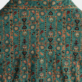 Męska Koszula Vintage z Bawełny w Wzór Paisley z Lat 70-tych, Zielona, Boho, Retro, Tribal, z Krótkim Rękawem