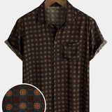 Koszula Bawełniana Letnia Casual Vintage Krótki Rękaw dla Mężczyzn