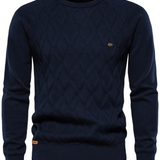 Męski sweter z wzorem w kratę V2