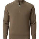 Męski sweter z półzamkiem i stójką – Taupe Brun