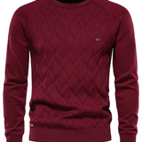 Męski sweter z wzorem w kratę V2