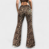 Bootcut nohavice s leopardím vzorom