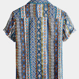 Koszula Retro z Bawełny z Krótkim Rękawem Boho dla Mężczyzn