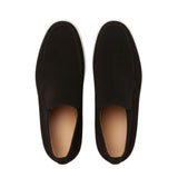 Męskie Zamszowe Mokasyny – Slip-On Chukka Styl, Płaska Podeszwa – Czarny