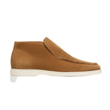 Męskie Skórzane Mokasyny – Slip-On Chukka Styl, Płaska Obcas – Brązowy