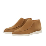Męskie Skórzane Mokasyny – Slip-On Chukka Styl, Płaska Obcas – Brązowy