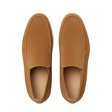 Męskie Skórzane Mokasyny – Slip-On Chukka Styl, Płaska Obcas – Brązowy