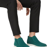 Męskie Mokasyny Z Zamszu – Slip-On Chukka Styl, Płaska Podeszwa – Niebiesko-Zielony