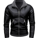 Elegancka Kurtka Skórzana z Fleece