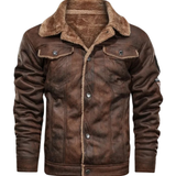 Elegancka Ciepła Fleece Skórzana Kurtka