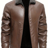 Elegancka Skórzana Kurtka z Fleece'em