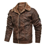 Elegancka Ciepła Kurtka Skórzana z Fleece