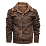 Elegancka Ciepła Kurtka Skórzana z Fleece