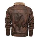 Elegancka Ciepła Fleece Skórzana Kurtka